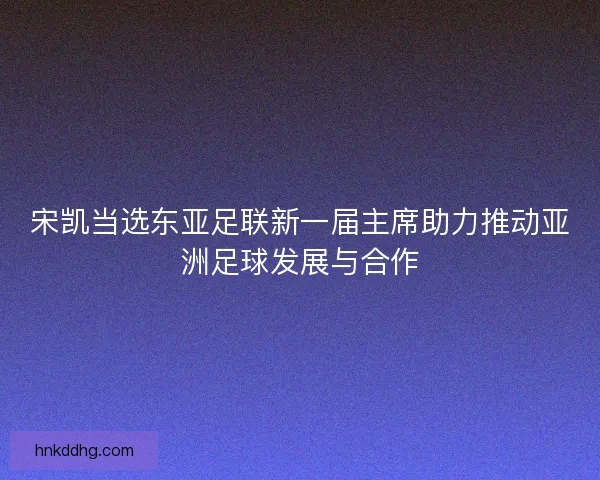 宋凯当选东亚足联新一届主席助力推动亚洲足球发展与合作 宋凯当选东亚足联新一届主席助力推动亚洲足球发展与合作