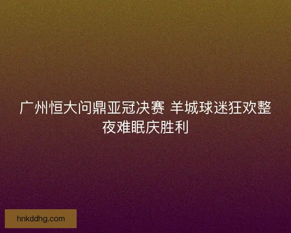 广州恒大问鼎亚冠决赛 羊城球迷狂欢整夜难眠庆胜利 广州恒大问鼎亚冠决赛 羊城球迷狂欢整夜难眠庆胜利