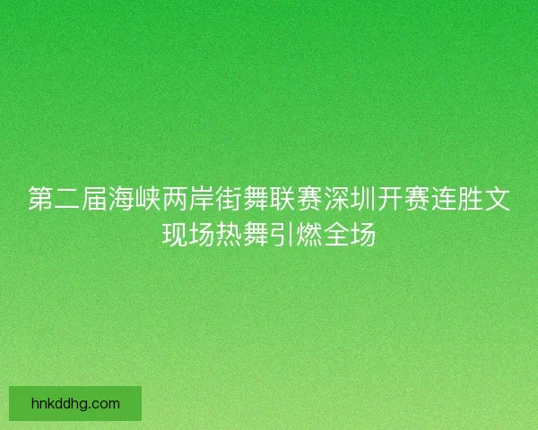 第二届海峡两岸街舞联赛深圳开赛连胜文现场热舞引燃全场